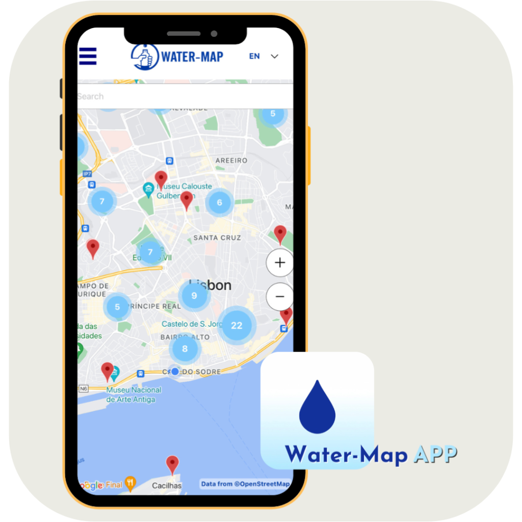 mockup of the water map app on an iphone