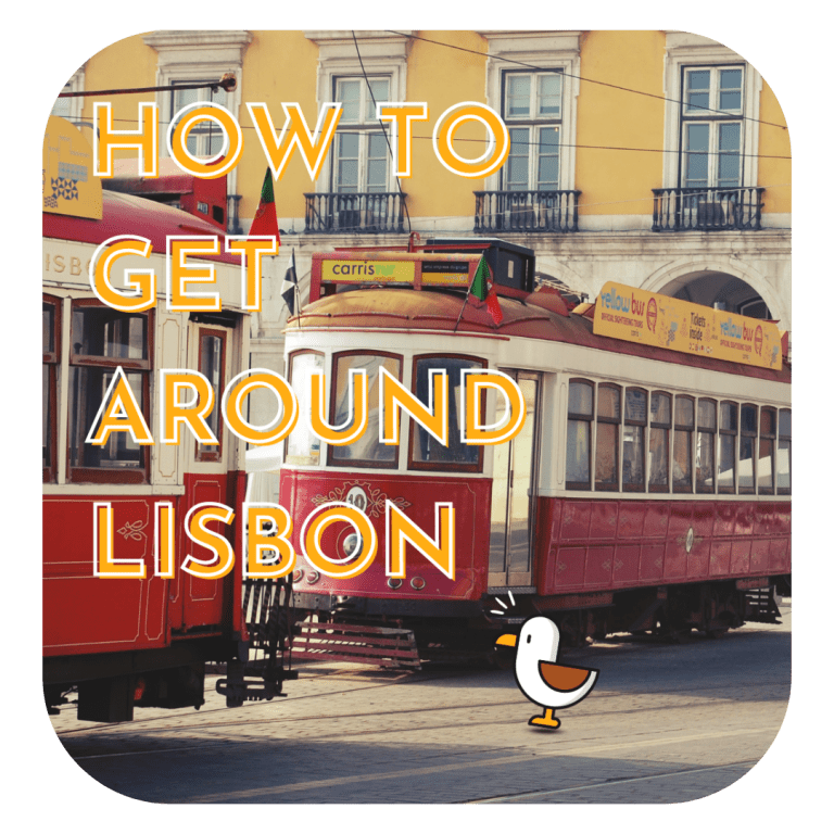 picture of iconic lisbon vehicle with text saying "how to get around lisbon"
